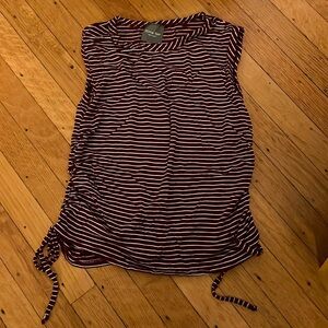 Olivia Tae striped dark red tank top